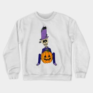 Skeleton With Jack-O-Lantern Crewneck Sweatshirt